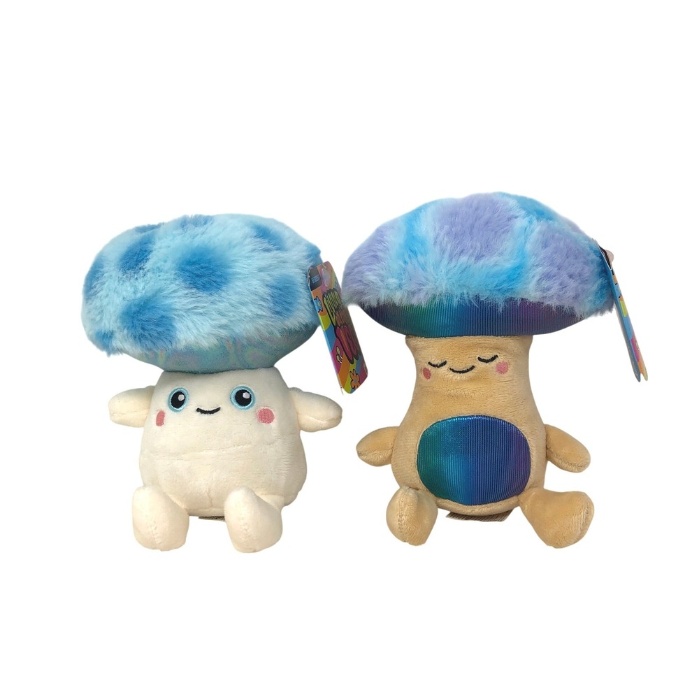 Russ Living on the Veg 6" Mushroom‎ Plush Set Blue Tan Series 1 Toadstool Fungi